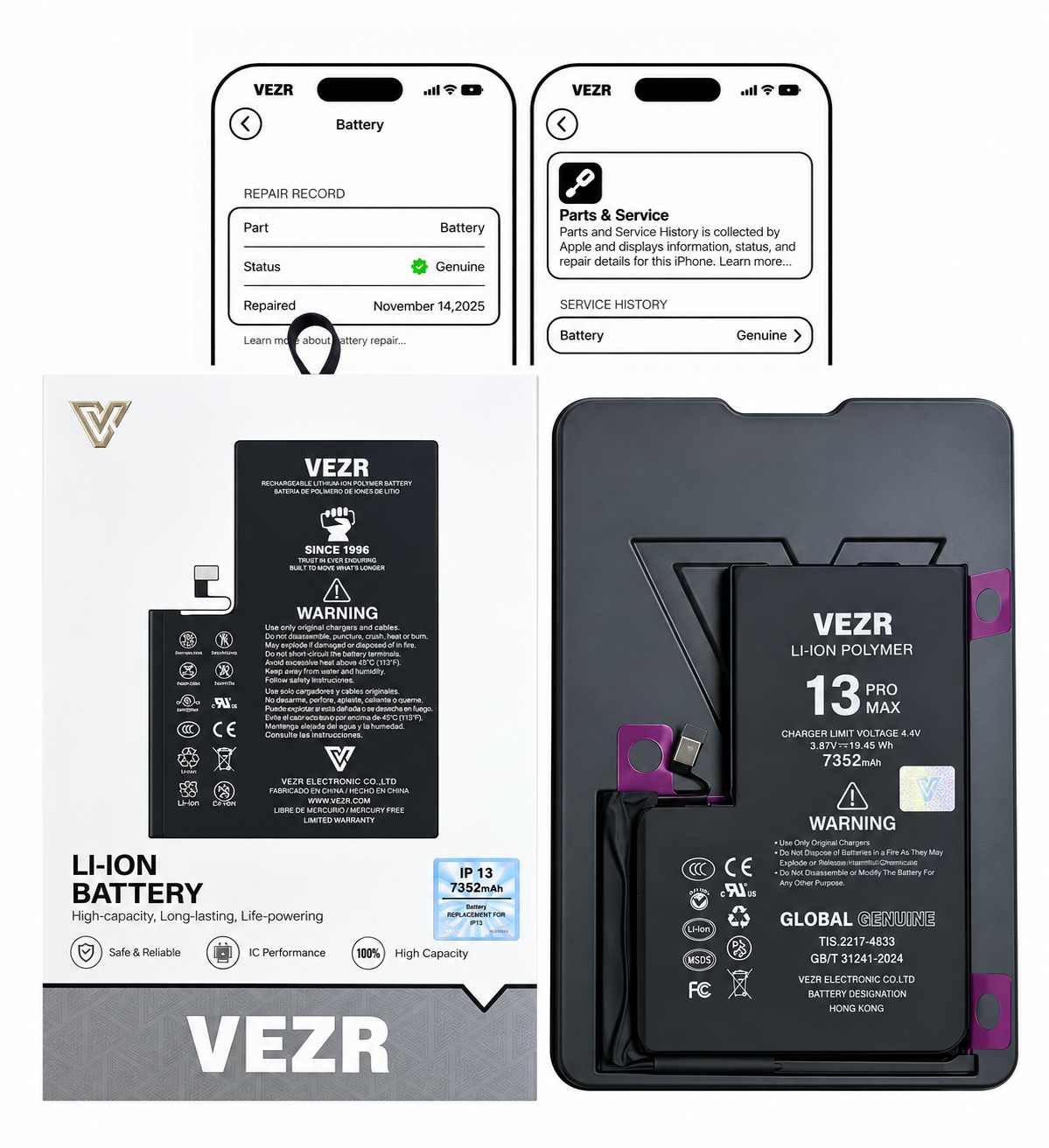265865 BATERIA IPHONE VEZR 13 PRO MAX(GENUINO/GLOBAL) - Imagen 1